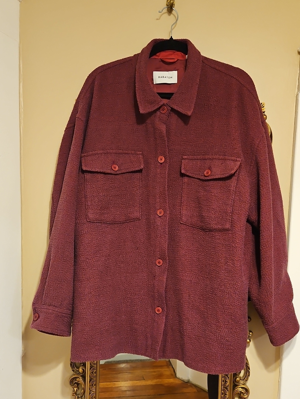 Babaton Aritzia Burgundy Shacket